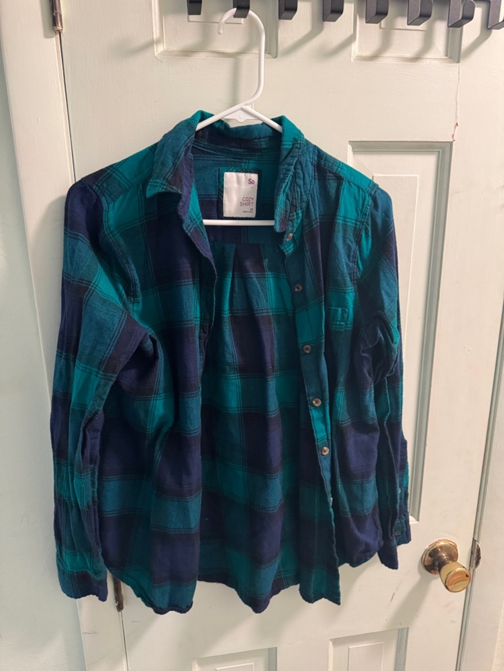SO Teal and Navy Plaid Cozy Shirt